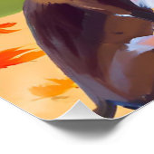 Herfstwandeling: Afro-vrouw met hond in het regent Perfect Poster (Hoek)