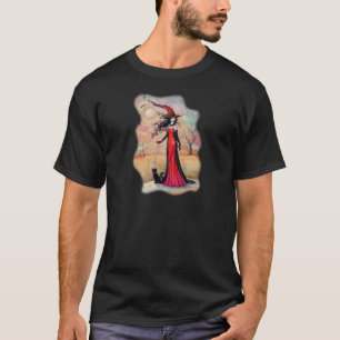 Herfstwandeling Halloween Heks en Zwarte Kat Kunst T-shirt