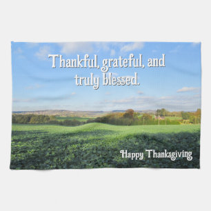 Herfstwandeling in het land - aangepaste Thanksgiv Theedoek
