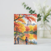 Herfstwandeling in het park briefkaart (Staand voorkant)