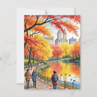 Herfstwandeling in het park briefkaart