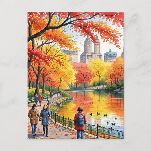 Herfstwandeling in het park briefkaart (Voorkant)