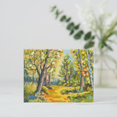 Herfstwandeling onder het bos. briefkaart (Staand voorkant)