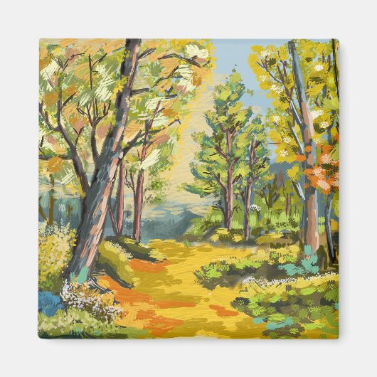 Herfstwandeling onder het bos. magneet (Voorkant)