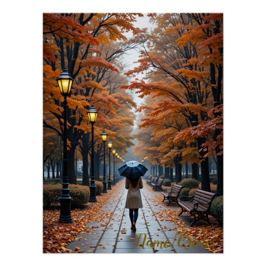 Herfstwandeling – Pad van Gouden Bladeren Perfect Poster (Voorkant)