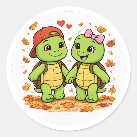 Herfstwandeling Ronde Sticker (Voorkant)