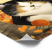 Herfstwandkunst, kattenprint, Waterverf herfstkuns Poster (Hoek)