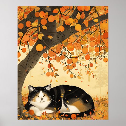 Herfstwandkunst, kattenprint, Waterverf herfstkuns Poster (Voorkant)