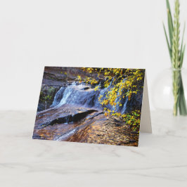 Herfstwaterval Gouden Bladeren Subway Blank Binnen Kaart