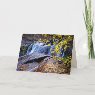 Herfstwaterval Gouden Bladeren Subway Blank Binnen Kaart