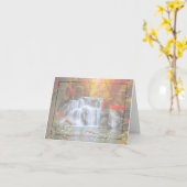 Herfstwaterval met aangepaste tekst kaart (Gele Bloem)