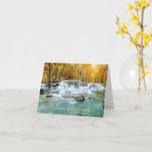 Herfstwaterval met aangepaste tekst kaart (Gele Bloem)