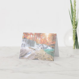 Herfstwaterval met aangepaste tekst kaart