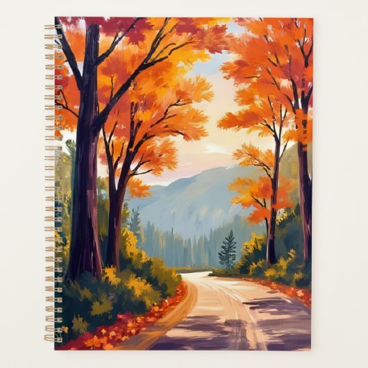 Herfstweg | Aquarel Herfstloof Bladeren Planner (Voorkant)