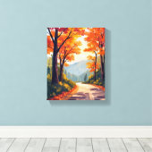 Herfstweg | Waterverf herfstloof bladeren Canvas Afdruk (Insitu (Houten vloer))