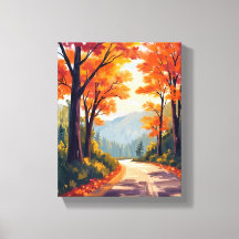 Herfstweg | Waterverf herfstloof bladeren