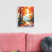 Herfstweg | Waterverf herfstloof bladeren Canvas Afdruk (Insitu (Woonkamer))