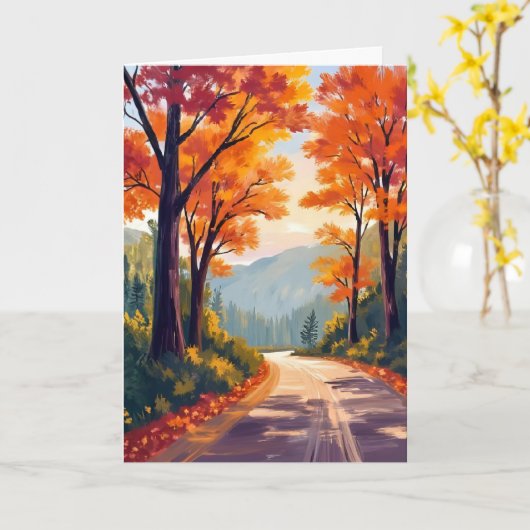 Herfstweg | Waterverf Herfstloof Bladeren Kaart (Gele Bloem)