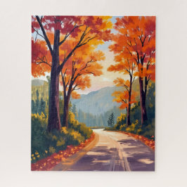 Herfstweg | Waterverf herfstloof bladeren Legpuzzel