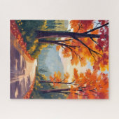 Herfstweg | Waterverf herfstloof bladeren Legpuzzel (Horizontaal)