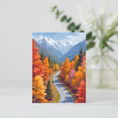 Herfstweg | Waterverf Natuur Herfstblad Briefkaart (Staand voorkant)