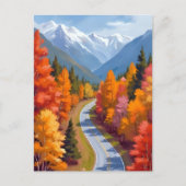 Herfstweg | Waterverf Natuur Herfstblad Briefkaart (Voorkant)
