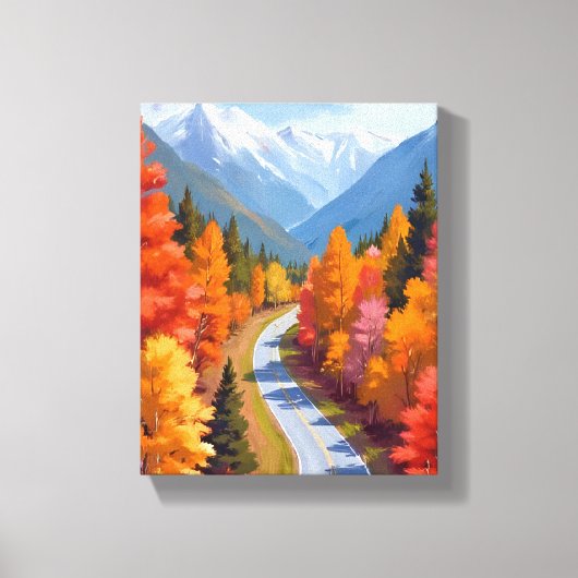 Herfstweg | Waterverf Natuur Herfstblad Canvas Afdruk (Voorkant)