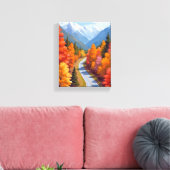 Herfstweg | Waterverf Natuur Herfstblad Canvas Afdruk (Insitu (Woonkamer))