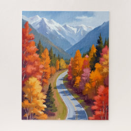 Herfstweg | Waterverf Natuur Herfstblad Legpuzzel