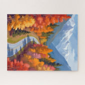 Herfstweg | Waterverf Natuur Herfstblad Legpuzzel (Horizontaal)