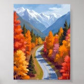 Herfstweg | Waterverf Natuur Herfstblad Poster (Voorkant)
