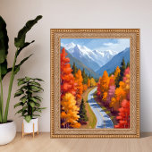 Herfstweg | Waterverf Natuur Herfstblad Poster