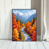 Herfstweg | Waterverf Natuur Herfstblad Poster
