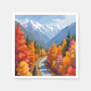 Herfstweg Waterverf Natuur Herfstblad Servet