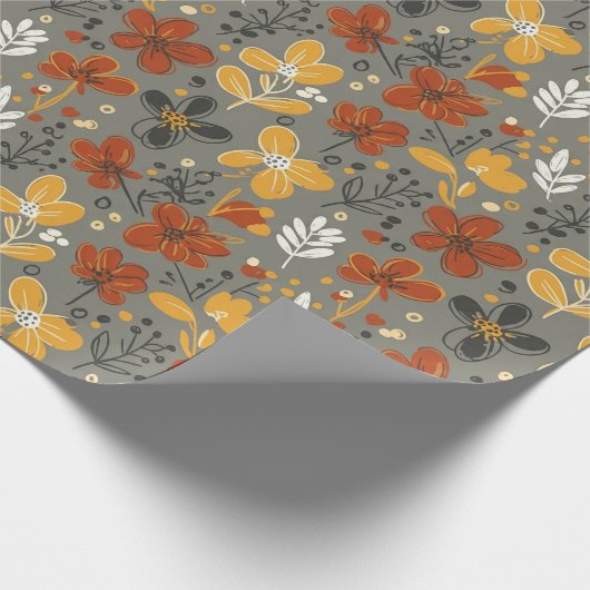 Herfstweide bloemmotief met stemming cadeaupapier (Hoek)