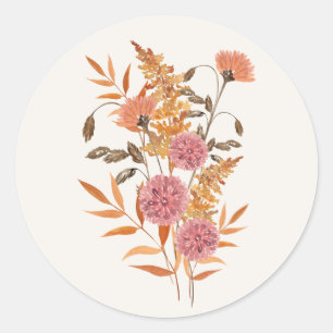 Herfstweide Botanische Trouwsticker Ronde Sticker