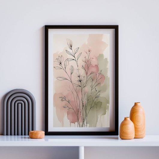 Herfstweide Fluisteringen | Waterverf Wilde Bloeme Poster