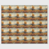  herfstweide schilderij klaprozen cadeaupapier (Vlak)