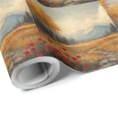  herfstweide schilderij klaprozen cadeaupapier (Rol Hoek)