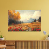 herfstweide schilderij klaprozen canvas afdruk (Insitu (Woonkamer))