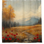  herfstweide schilderij klaprozen douchegordijn (Voorkant)