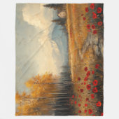  herfstweide schilderij klaprozen fleece deken (Voorkant)