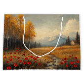  herfstweide schilderij klaprozen groot cadeauzakje (Voorkant)