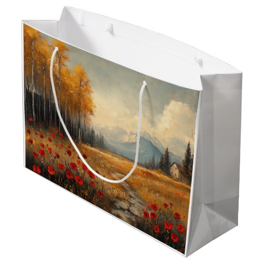  herfstweide schilderij klaprozen groot cadeauzakje (Achterkant Gekanteld)