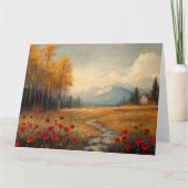  herfstweide schilderij klaprozen kaart (Voorkant)