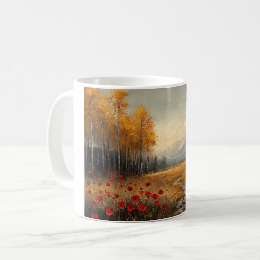  herfstweide schilderij klaprozen koffiemok (Voorkant links)