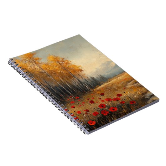  herfstweide schilderij klaprozen notitieboek (Rechterzijde)