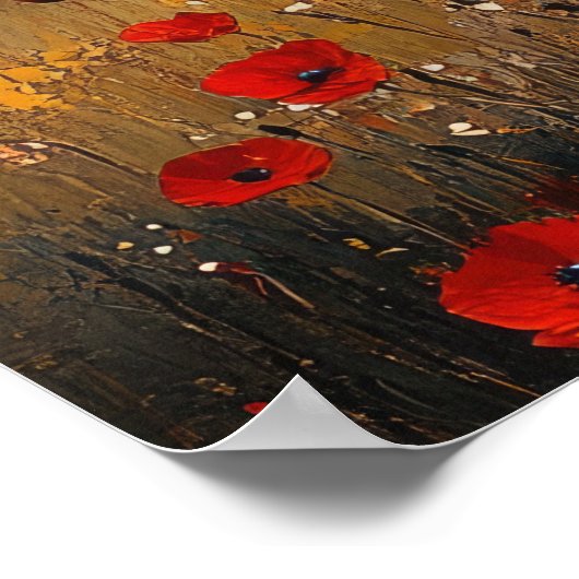  herfstweide schilderij klaprozen poster (Hoek)