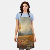  herfstweide schilderij klaprozen schort (Gedragen)