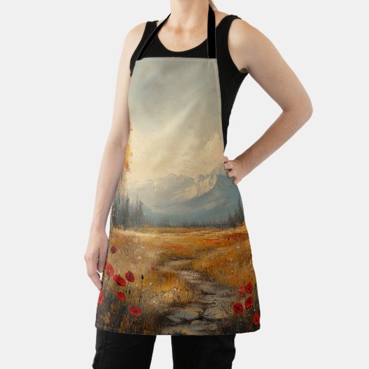  herfstweide schilderij klaprozen schort (Insitu)